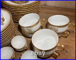 Antique French Haviland Gold Monogram Gilded China William Lycett 66 Pieces