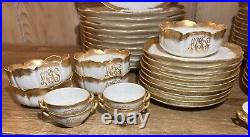 Antique French Haviland Gold Monogram Gilded China William Lycett 66 Pieces