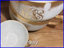 Antique French Haviland Gold Monogram Gilded China William Lycett 66 Pieces