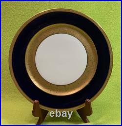 Antique French WM Guerin & Co Limoges 4 Dinner Plates Cobalt & Gold Encrusted VG Antique French WM Guerin & Co Limoges 4 Dinner Plates Cobalt & Gold Encrusted VG