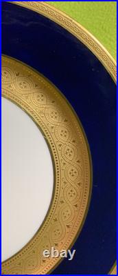 Antique French WM Guerin & Co Limoges 4 Dinner Plates Cobalt & Gold Encrusted VG Antique French WM Guerin & Co Limoges 4 Dinner Plates Cobalt & Gold Encrusted VG