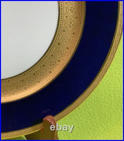 Antique French WM Guerin & Co Limoges 4 Dinner Plates Cobalt & Gold Encrusted VG Antique French WM Guerin & Co Limoges 4 Dinner Plates Cobalt & Gold Encrusted VG