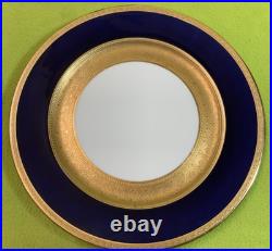 Antique French WM Guerin & Co Limoges 4 Dinner Plates Cobalt & Gold Encrusted VG Antique French WM Guerin & Co Limoges 4 Dinner Plates Cobalt & Gold Encrusted VG