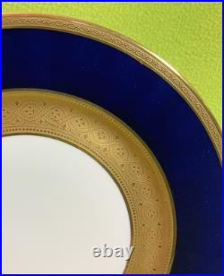 Antique French WM Guerin & Co Limoges 4 Dinner Plates Cobalt & Gold Encrusted VG Antique French WM Guerin & Co Limoges 4 Dinner Plates Cobalt & Gold Encrusted VG
