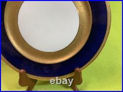 Antique French WM Guerin & Co Limoges 4 Dinner Plates Cobalt & Gold Encrusted VG Antique French WM Guerin & Co Limoges 4 Dinner Plates Cobalt & Gold Encrusted VG
