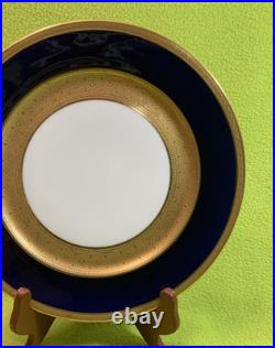 Antique French WM Guerin & Co Limoges 4 Dinner Plates Cobalt & Gold Encrusted VG Antique French WM Guerin & Co Limoges 4 Dinner Plates Cobalt & Gold Encrusted VG