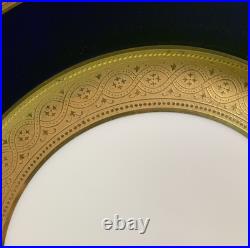 Antique French WM Guerin & Co Limoges 4 Dinner Plates Cobalt & Gold Encrusted VG Antique French WM Guerin & Co Limoges 4 Dinner Plates Cobalt & Gold Encrusted VG