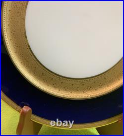 Antique French WM Guerin & Co Limoges 4 Dinner Plates Cobalt & Gold Encrusted VG Antique French WM Guerin & Co Limoges 4 Dinner Plates Cobalt & Gold Encrusted VG