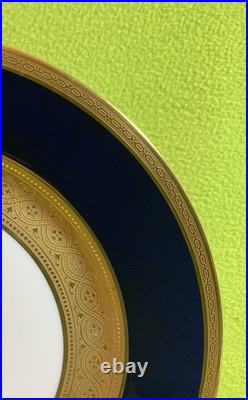 Antique French WM Guerin & Co Limoges 4 Dinner Plates Cobalt & Gold Encrusted VG Antique French WM Guerin & Co Limoges 4 Dinner Plates Cobalt & Gold Encrusted VG
