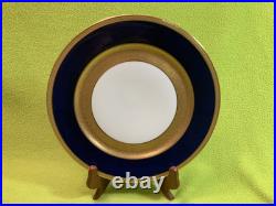 Antique French WM Guerin & Co Limoges 4 Dinner Plates Cobalt & Gold Encrusted VG Antique French WM Guerin & Co Limoges 4 Dinner Plates Cobalt & Gold Encrusted VG