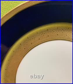 Antique French WM Guerin & Co Limoges 4 Dinner Plates Cobalt & Gold Encrusted VG Antique French WM Guerin & Co Limoges 4 Dinner Plates Cobalt & Gold Encrusted VG