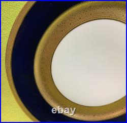 Antique French WM Guerin & Co Limoges 4 Dinner Plates Cobalt & Gold Encrusted VG Antique French WM Guerin & Co Limoges 4 Dinner Plates Cobalt & Gold Encrusted VG