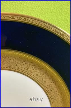 Antique French WM Guerin & Co Limoges 4 Dinner Plates Cobalt & Gold Encrusted VG Antique French WM Guerin & Co Limoges 4 Dinner Plates Cobalt & Gold Encrusted VG