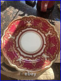 Antique Gold Encrusted Magenta Copeland Spode 10 Plate Dish Leftover Stock