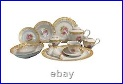 Antique Gold Rose/Floral 57 Pcs Dinner Set, Completely Service For 8 Person