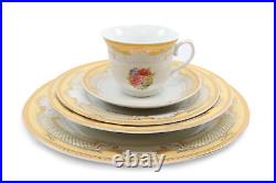 Antique Gold Rose/Floral 57 Pcs Dinner Set, Completely Service For 8 Person