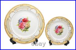 Antique Gold Rose/Floral 57 Pcs Dinner Set, Completely Service For 8 Person