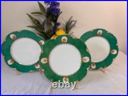 Antique H&C L France Hand Painted Plates Raised Gold Floral 1896 Porcelaine