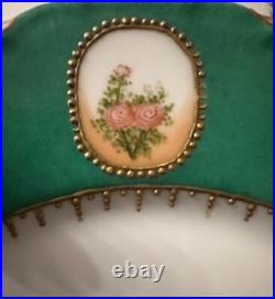 Antique H&C L France Hand Painted Plates Raised Gold Floral 1896 Porcelaine