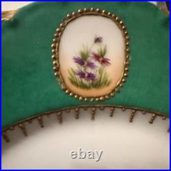 Antique H&C L France Hand Painted Plates Raised Gold Floral 1896 Porcelaine