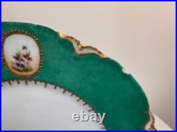 Antique H&C L France Hand Painted Plates Raised Gold Floral 1896 Porcelaine