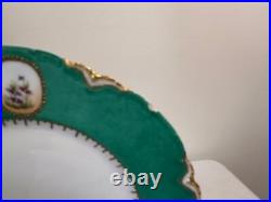 Antique H&C L France Hand Painted Plates Raised Gold Floral 1896 Porcelaine