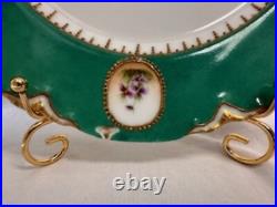 Antique H&C L France Hand Painted Plates Raised Gold Floral 1896 Porcelaine