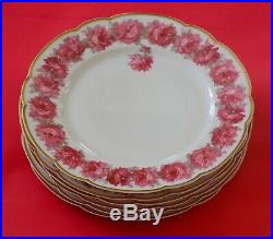 Antique Haviland Limoges 6 Dinner Plates Pink DROP ROSE Lavish GOLDExcellent