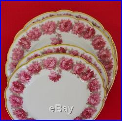 Antique Haviland Limoges 6 Plates (2 Sizes) Pink DROP ROSE GOLD TrimExcellent