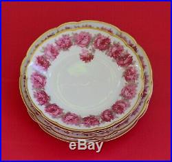 Antique Haviland Limoges 6 Plates (2 Sizes) Pink DROP ROSE GOLD TrimExcellent