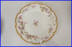 Antique Haviland Limoges Double Gold Rim Flower Dinner Plate 9 3/4 Dia Set of 4