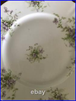 Antique Haviland Limoges France Dinner Plates 10 White Purple Flowers Set of 5