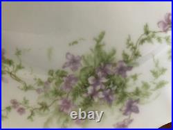 Antique Haviland Limoges France Dinner Plates 10 White Purple Flowers Set of 5
