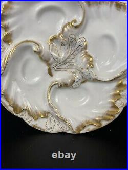 Antique Haviland Limoges White and Gold Lady's Oyster Plate. 1891-1900