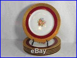 Antique Heinrich & Co Bavaria Gold Encrusted Floral Dinner Plates (6)