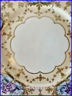 Antique Hutschenreuther Dresden Hand Painted Gold Encrusted Plate dated 1914