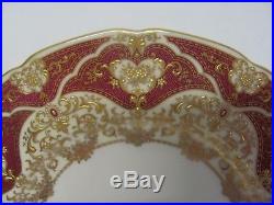 Antique Lenox 12 Cabinet / Dinner Plates Maroon & Gold Encrusted