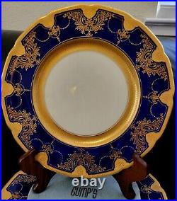 Antique Lenox Cobalt Gold Encrusted 10.5 Dinner Cabinet Plates 12 Set Gumps HTF