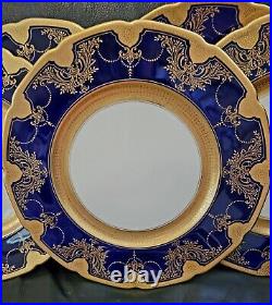 Antique Lenox Cobalt Gold Encrusted 10.5 Dinner Cabinet Plates 12 Set Gumps HTF