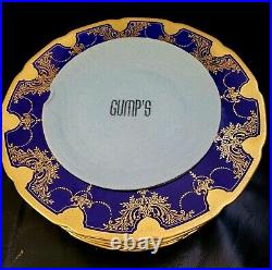 Antique Lenox Cobalt Gold Encrusted 10.5 Dinner Cabinet Plates 12 Set Gumps HTF