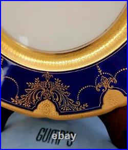 Antique Lenox Cobalt Gold Encrusted 10.5 Dinner Cabinet Plates 12 Set Gumps HTF