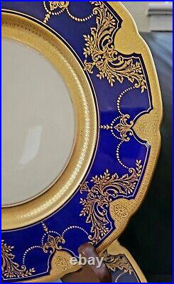 Antique Lenox Cobalt Gold Encrusted 10.5 Dinner Cabinet Plates 12 Set Gumps HTF