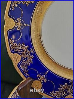 Antique Lenox Cobalt Gold Encrusted 10.5 Dinner Cabinet Plates 12 Set Gumps HTF