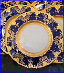 Antique Lenox Cobalt Gold Encrusted 10.5 Dinner Cabinet Plates 12 Set Gumps HTF