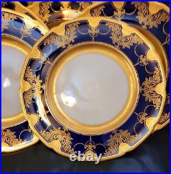 Antique Lenox Cobalt Gold Encrusted 10.5 Dinner Cabinet Plates 12 Set Gumps HTF