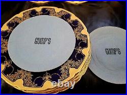 Antique Lenox Cobalt Gold Encrusted 10.5 Dinner Cabinet Plates 12 Set Gumps HTF