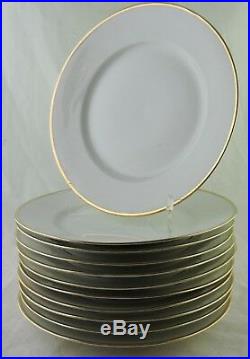 Antique Limoges Dinner Plate Set 11 Classic White Gold Rim France Provincial