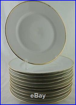 Antique Limoges Dinner Plate Set 11 Classic White Gold Rim France Provincial