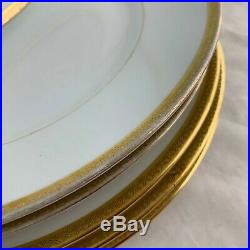 Antique Limoges Dinner Plate Set 6 Classic White Gold Rim French China