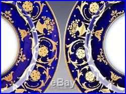 Antique Limoges France COBAL BLUE GOLD GILT HANDPAINTED 10-7/8 DINNER PLATES 4